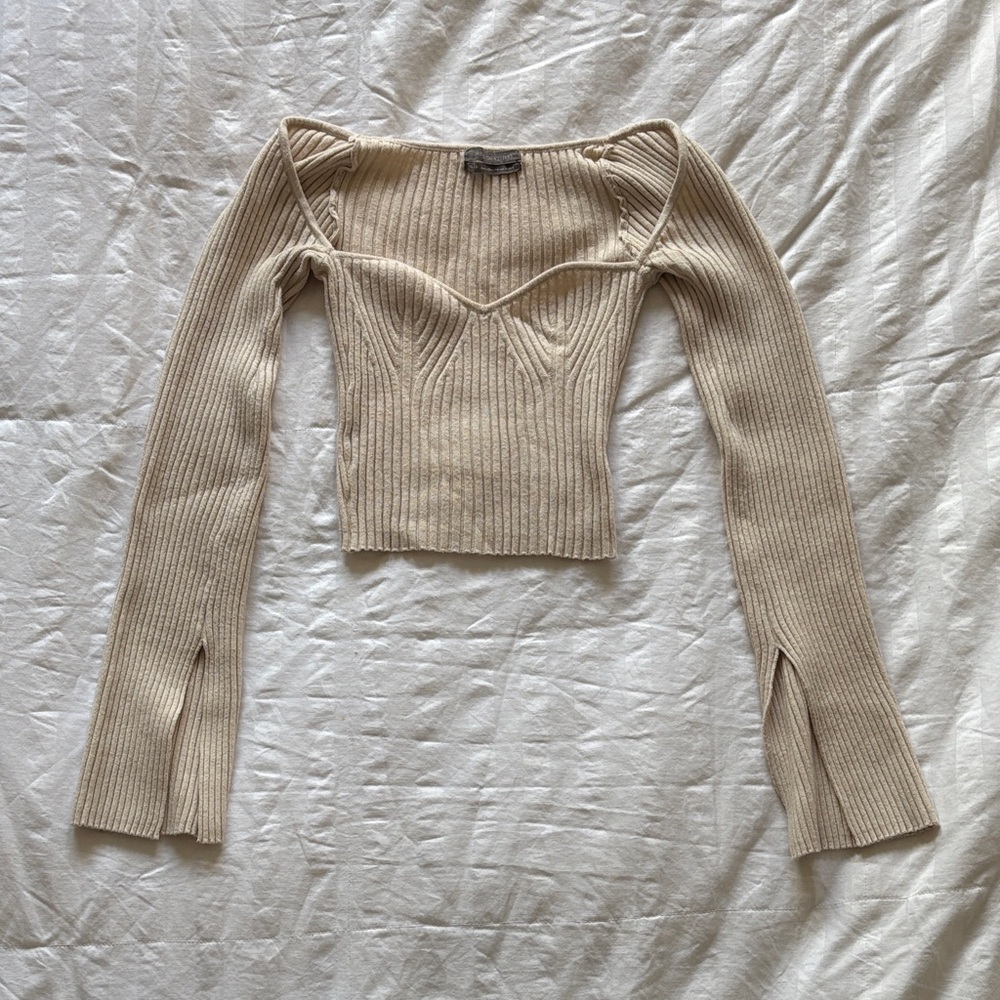 Urban Outfitters Tan Ribbed Knit Top